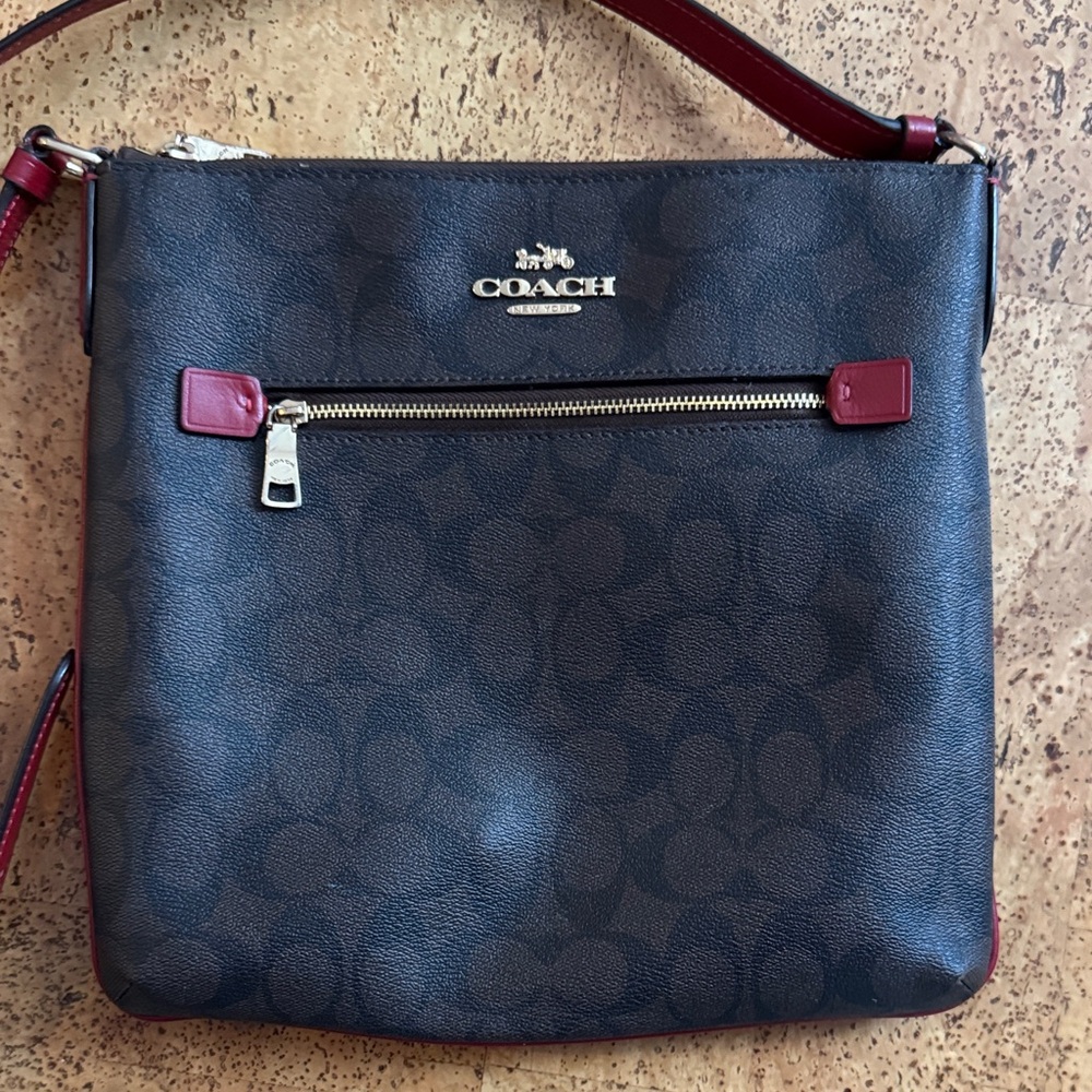 Coach Dark Brown and Red Crossbody Bag - Picture 3 of 7